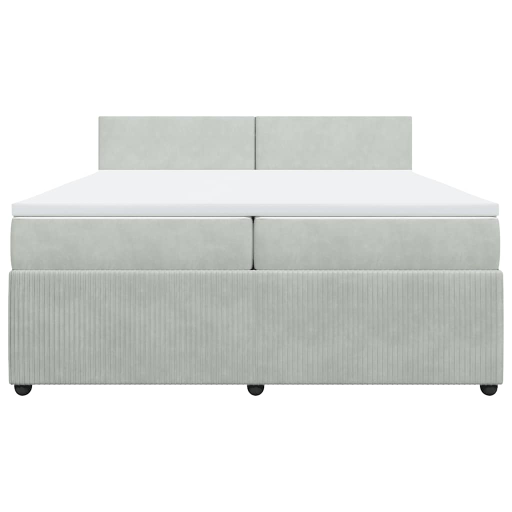 Κρεβάτι Boxspring με Στρώμα Ανοιχτό Γκρι 200x200 εκ. Βελούδινο - Pakobazaar