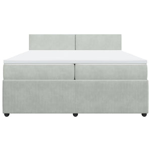 Κρεβάτι Boxspring με Στρώμα Ανοιχτό Γκρι 200x200 εκ. Βελούδινο - Pakobazaar