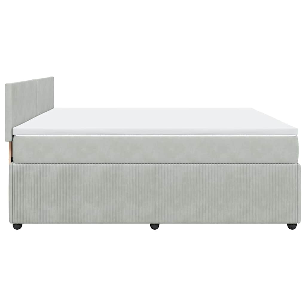 Κρεβάτι Boxspring με Στρώμα Ανοιχτό Γκρι 200x200 εκ. Βελούδινο - Pakobazaar