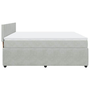 Κρεβάτι Boxspring με Στρώμα Ανοιχτό Γκρι 200x200 εκ. Βελούδινο - Pakobazaar