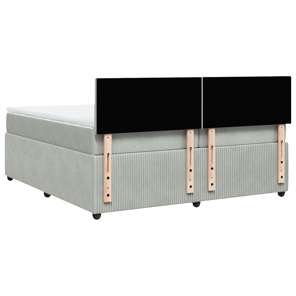Κρεβάτι Boxspring με Στρώμα Ανοιχτό Γκρι 200x200 εκ. Βελούδινο - Pakobazaar