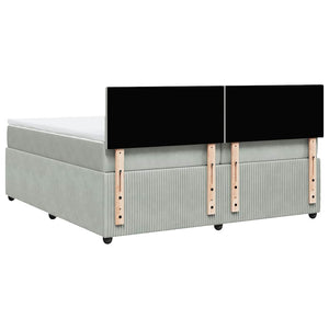 Κρεβάτι Boxspring με Στρώμα Ανοιχτό Γκρι 200x200 εκ. Βελούδινο - Pakobazaar