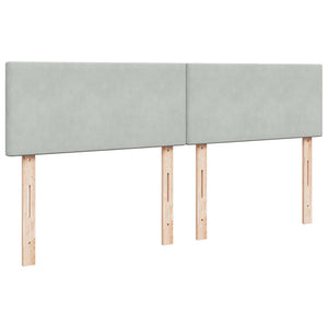 Κρεβάτι Boxspring με Στρώμα Ανοιχτό Γκρι 200x200 εκ. Βελούδινο - Pakobazaar