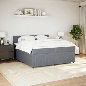 Κρεβάτι Boxspring με Στρώμα Σκούρο Γκρι 200x200 εκ. Βελούδινο