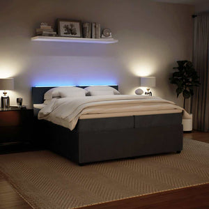 Κρεβάτι Boxspring με Στρώμα Σκούρο Γκρι 200x200 εκ. Βελούδινο