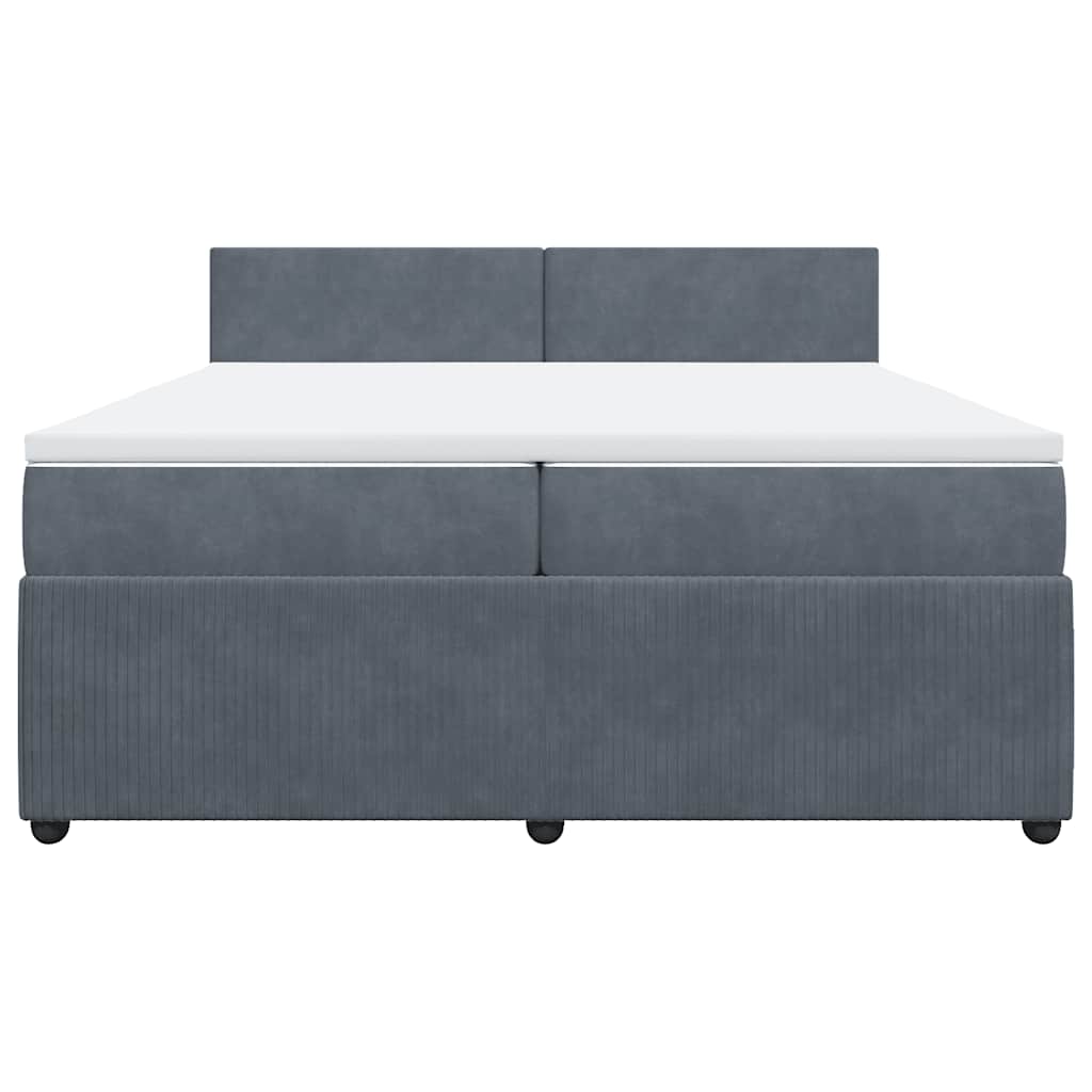 Κρεβάτι Boxspring με Στρώμα Σκούρο Γκρι 200x200 εκ. Βελούδινο