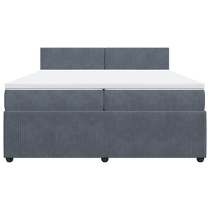 Κρεβάτι Boxspring με Στρώμα Σκούρο Γκρι 200x200 εκ. Βελούδινο