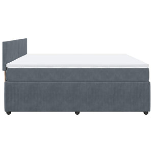 Κρεβάτι Boxspring με Στρώμα Σκούρο Γκρι 200x200 εκ. Βελούδινο