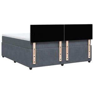 Κρεβάτι Boxspring με Στρώμα Σκούρο Γκρι 200x200 εκ. Βελούδινο