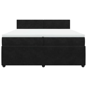 Κρεβάτι Boxspring με Στρώμα Μαύρο 200x200 εκ. Βελούδινο - Pakobazaar