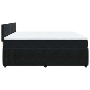Κρεβάτι Boxspring με Στρώμα Μαύρο 200x200 εκ. Βελούδινο - Pakobazaar