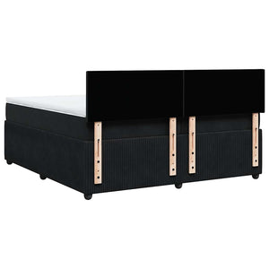 Κρεβάτι Boxspring με Στρώμα Μαύρο 200x200 εκ. Βελούδινο - Pakobazaar