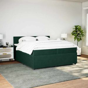 Κρεβάτι Boxspring με Στρώμα Σκούρο Πράσινο 200x200εκ. Βελούδινο - Pakobazaar