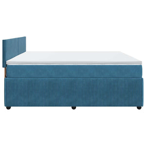 Κρεβάτι Boxspring με Στρώμα Μπλε 200x200 εκ. Βελούδινο - Pakobazaar