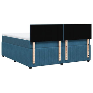 Κρεβάτι Boxspring με Στρώμα Μπλε 200x200 εκ. Βελούδινο - Pakobazaar