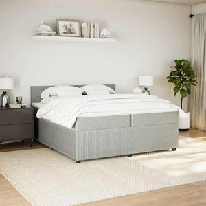 Κρεβάτι Boxspring με Στρώμα Ανοιχτό Γκρι 200x200 εκ. Βελούδινο - Pakobazaar