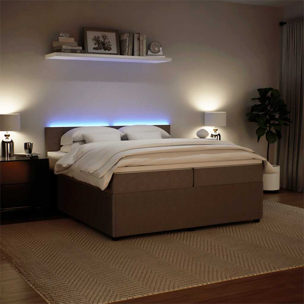 Κρεβάτι Boxspring με Στρώμα Ανοιχτό Γκρι 200x200 εκ. Βελούδινο - Pakobazaar
