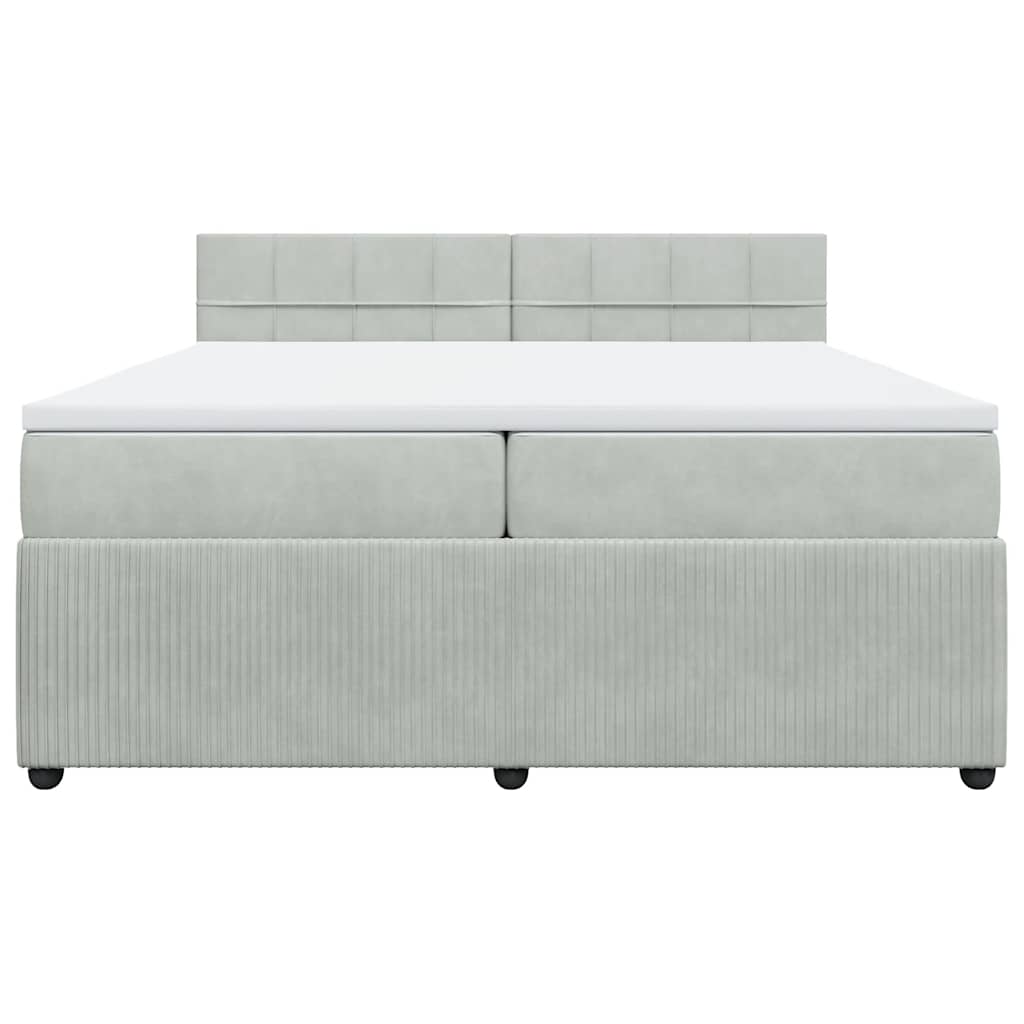 Κρεβάτι Boxspring με Στρώμα Ανοιχτό Γκρι 200x200 εκ. Βελούδινο - Pakobazaar