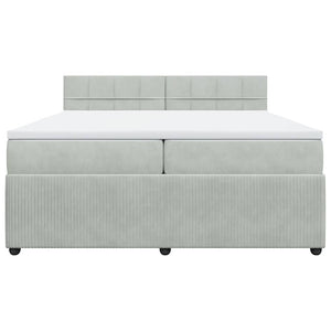 Κρεβάτι Boxspring με Στρώμα Ανοιχτό Γκρι 200x200 εκ. Βελούδινο - Pakobazaar
