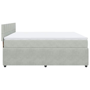 Κρεβάτι Boxspring με Στρώμα Ανοιχτό Γκρι 200x200 εκ. Βελούδινο - Pakobazaar