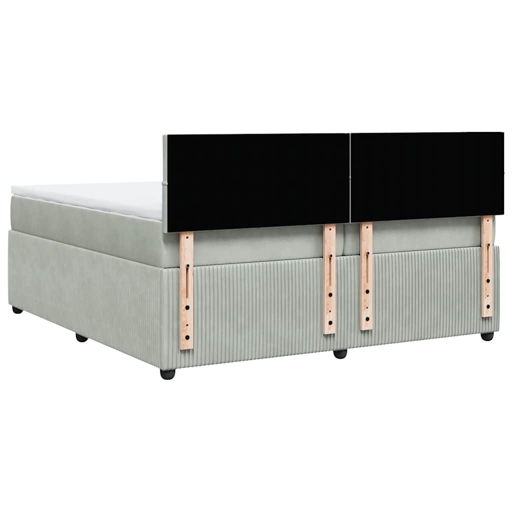 Κρεβάτι Boxspring με Στρώμα Ανοιχτό Γκρι 200x200 εκ. Βελούδινο - Pakobazaar