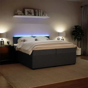 Κρεβάτι Boxspring με Στρώμα Σκούρο Γκρι 200x200 εκ. Βελούδινο - Pakobazaar