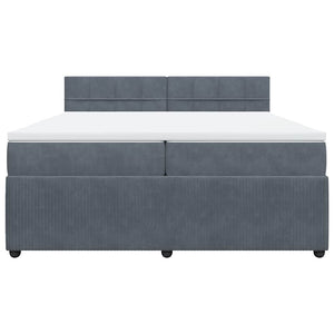 Κρεβάτι Boxspring με Στρώμα Σκούρο Γκρι 200x200 εκ. Βελούδινο - Pakobazaar