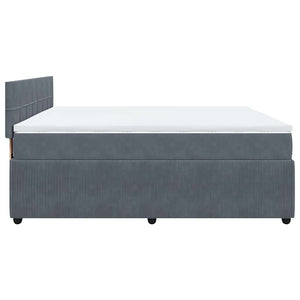 Κρεβάτι Boxspring με Στρώμα Σκούρο Γκρι 200x200 εκ. Βελούδινο - Pakobazaar