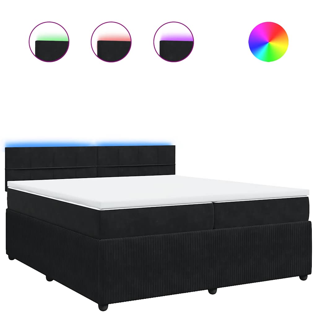 Κρεβάτι Boxspring με Στρώμα Μαύρο 200x200 εκ. Βελούδινο - Pakobazaar