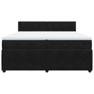 Κρεβάτι Boxspring με Στρώμα Μαύρο 200x200 εκ. Βελούδινο - Pakobazaar