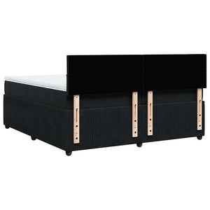 Κρεβάτι Boxspring με Στρώμα Μαύρο 200x200 εκ. Βελούδινο - Pakobazaar