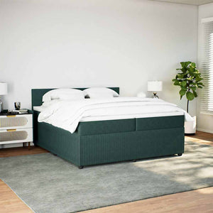Κρεβάτι Boxspring με Στρώμα Σκούρο Πράσινο 200x200εκ. Βελούδινο - Pakobazaar