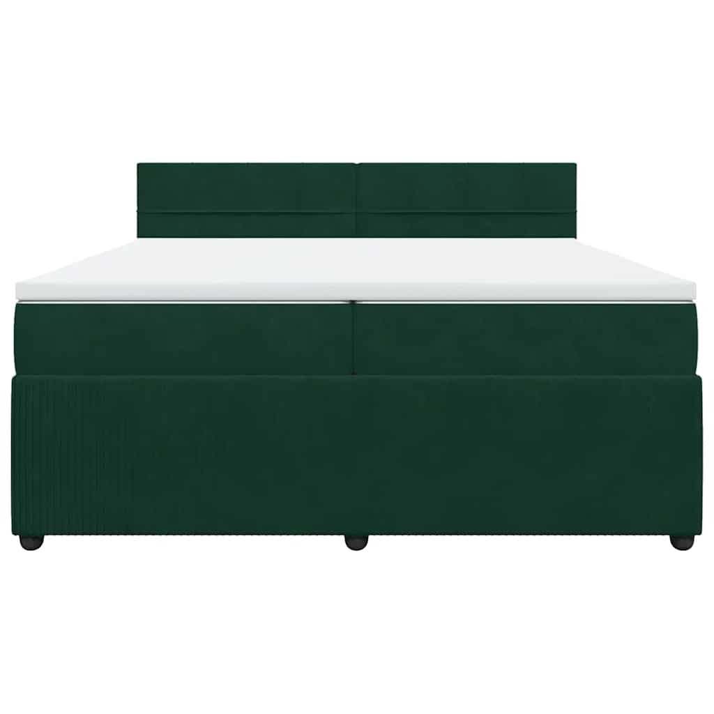Κρεβάτι Boxspring με Στρώμα Σκούρο Πράσινο 200x200εκ. Βελούδινο - Pakobazaar