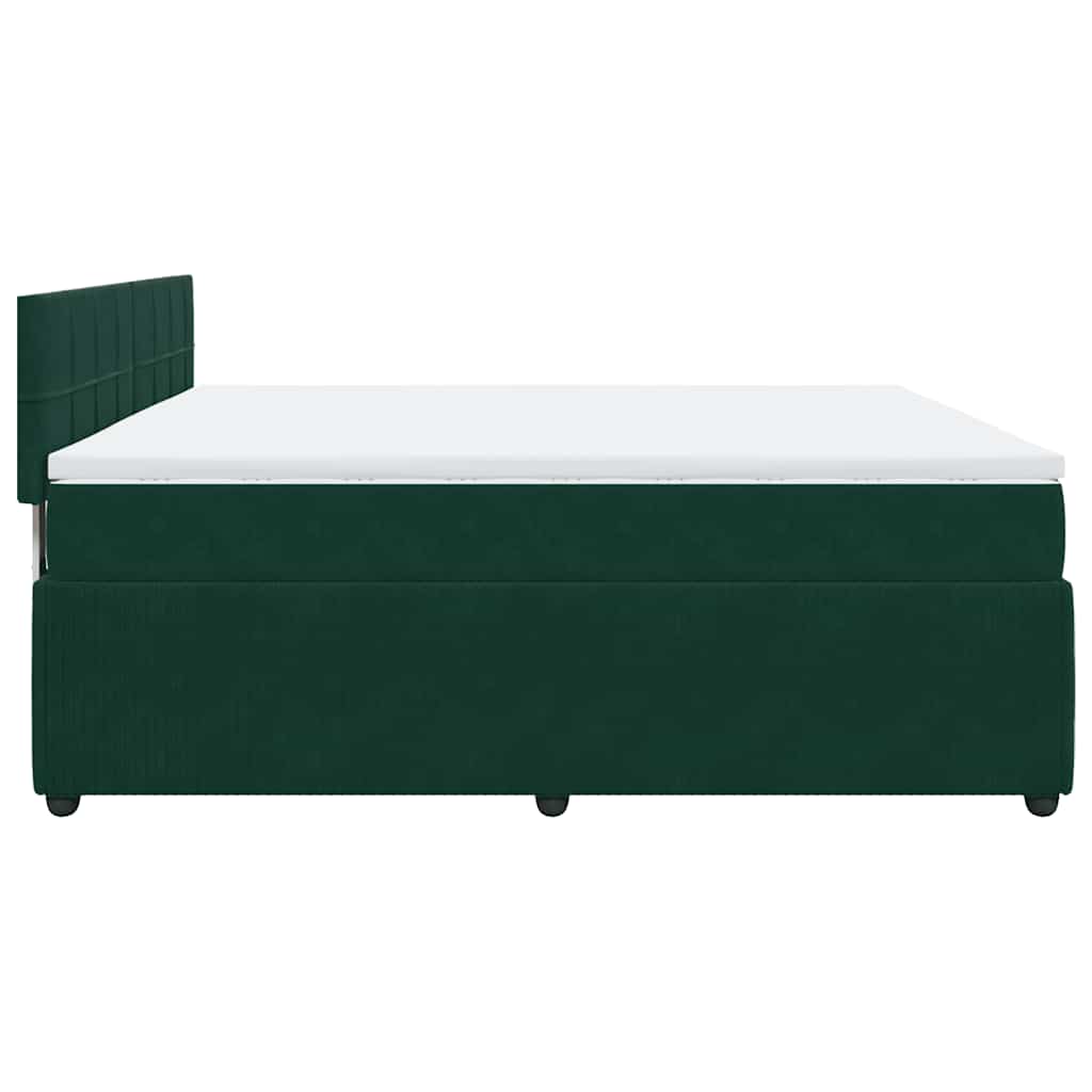 Κρεβάτι Boxspring με Στρώμα Σκούρο Πράσινο 200x200εκ. Βελούδινο - Pakobazaar