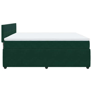 Κρεβάτι Boxspring με Στρώμα Σκούρο Πράσινο 200x200εκ. Βελούδινο - Pakobazaar