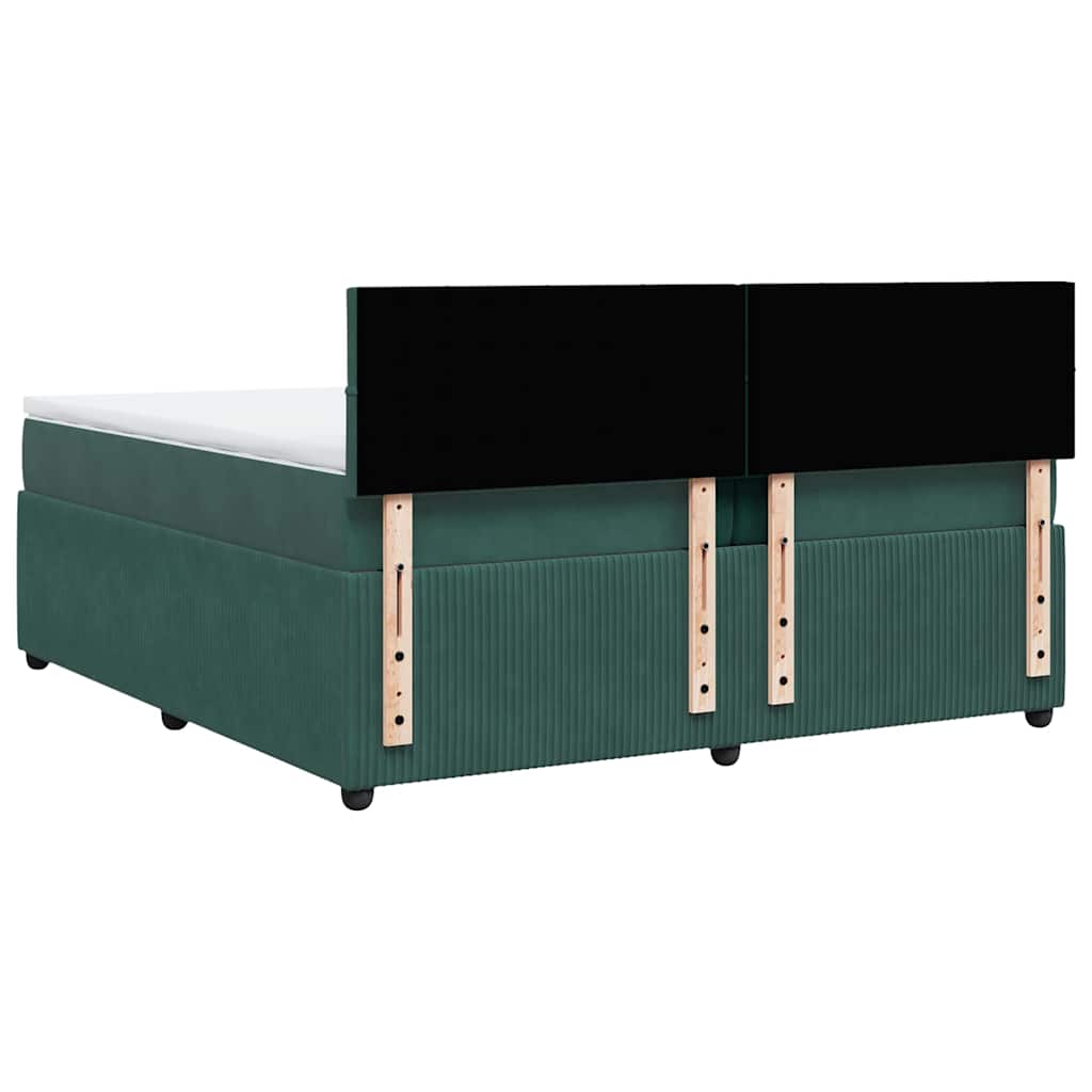 Κρεβάτι Boxspring με Στρώμα Σκούρο Πράσινο 200x200εκ. Βελούδινο - Pakobazaar