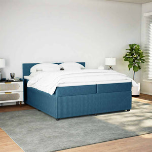 Κρεβάτι Boxspring με Στρώμα Μπλε 200x200 εκ. Βελούδινο - Pakobazaar