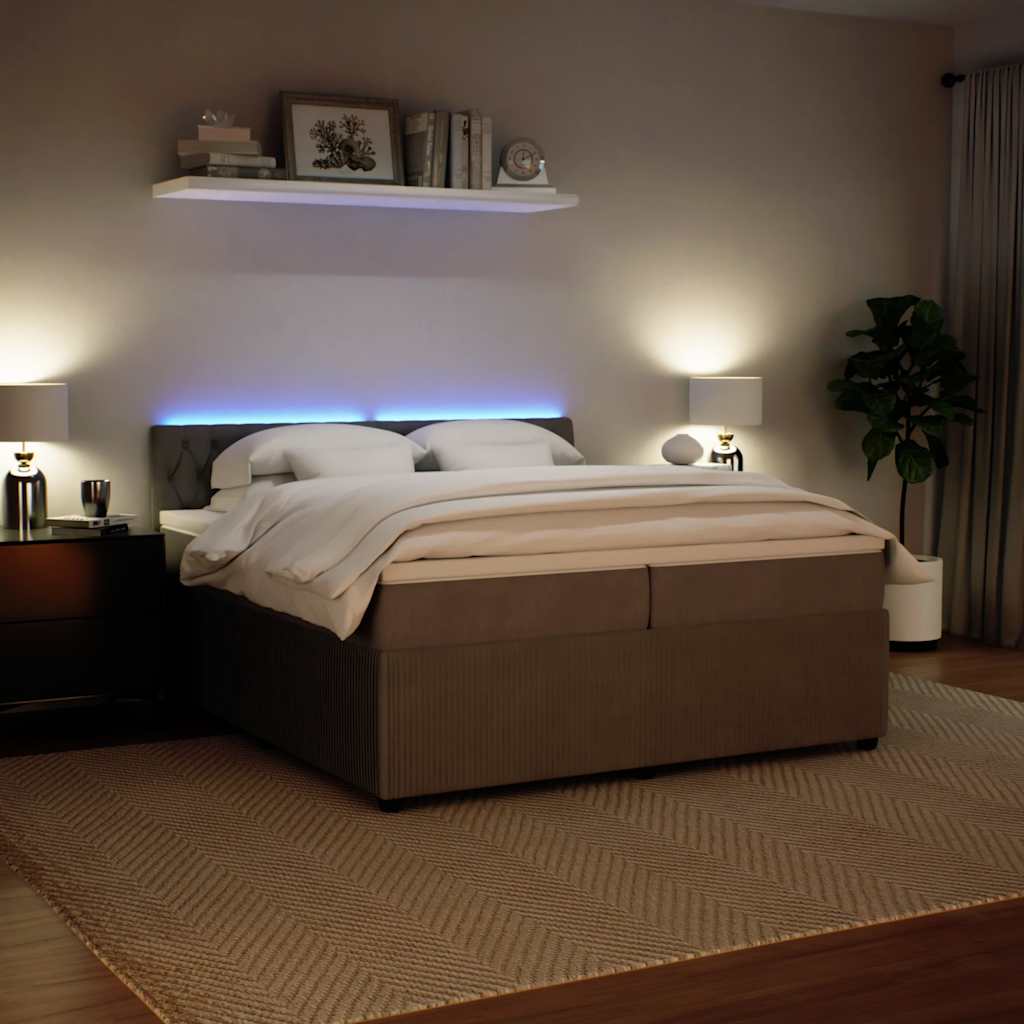 Κρεβάτι Boxspring με Στρώμα Ανοιχτό Γκρι 200x200 εκ. Βελούδινο - Pakobazaar