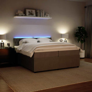 Κρεβάτι Boxspring με Στρώμα Ανοιχτό Γκρι 200x200 εκ. Βελούδινο - Pakobazaar