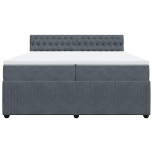 Κρεβάτι Boxspring με Στρώμα Σκούρο Γκρι 200x200 εκ. Βελούδινο - Pakobazaar