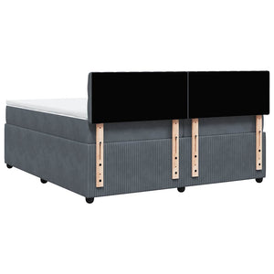 Κρεβάτι Boxspring με Στρώμα Σκούρο Γκρι 200x200 εκ. Βελούδινο - Pakobazaar