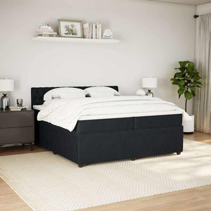 Κρεβάτι Boxspring με Στρώμα Μαύρο 200x200 εκ. Βελούδινο - Pakobazaar