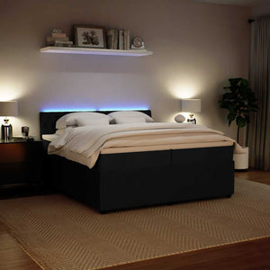 Κρεβάτι Boxspring με Στρώμα Μαύρο 200x200 εκ. Βελούδινο - Pakobazaar