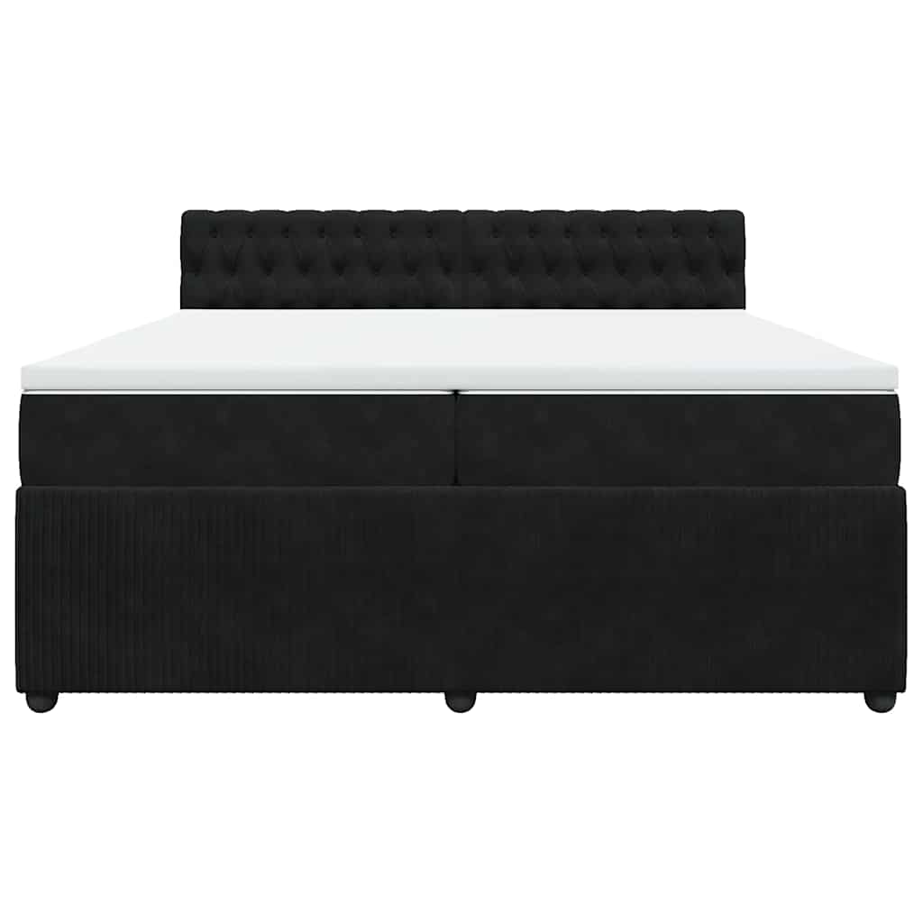Κρεβάτι Boxspring με Στρώμα Μαύρο 200x200 εκ. Βελούδινο - Pakobazaar
