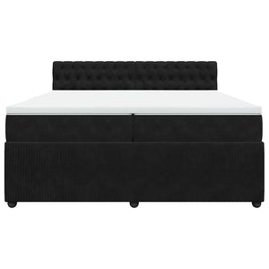 Κρεβάτι Boxspring με Στρώμα Μαύρο 200x200 εκ. Βελούδινο - Pakobazaar