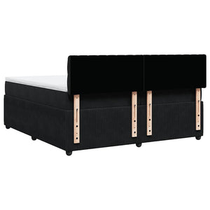 Κρεβάτι Boxspring με Στρώμα Μαύρο 200x200 εκ. Βελούδινο - Pakobazaar