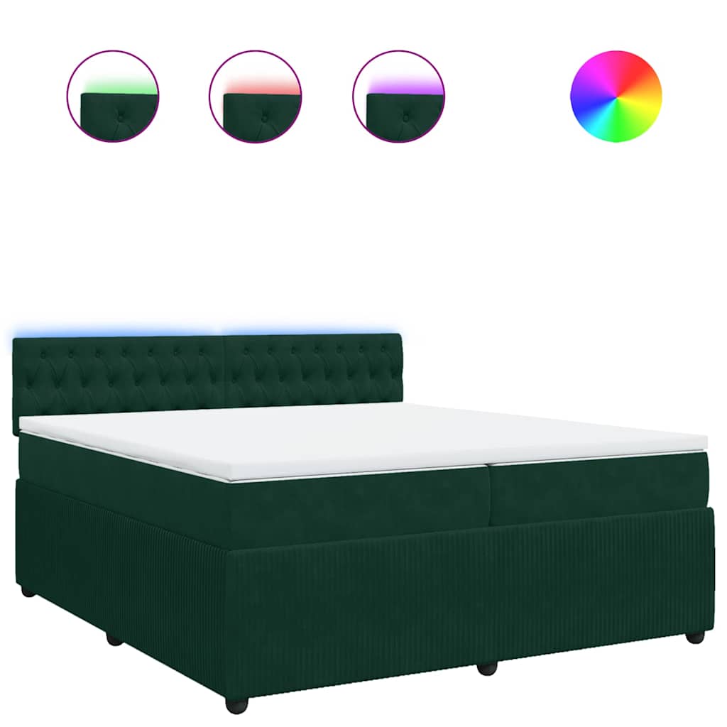 Κρεβάτι Boxspring με Στρώμα Σκούρο Πράσινο 200x200εκ. Βελούδινο - Pakobazaar