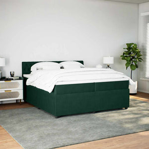 Κρεβάτι Boxspring με Στρώμα Σκούρο Πράσινο 200x200εκ. Βελούδινο - Pakobazaar