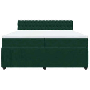 Κρεβάτι Boxspring με Στρώμα Σκούρο Πράσινο 200x200εκ. Βελούδινο - Pakobazaar