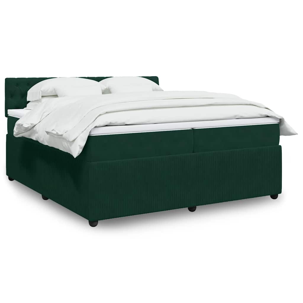 Κρεβάτι Boxspring με Στρώμα Σκούρο Πράσινο 200x200εκ. Βελούδινο - Pakobazaar